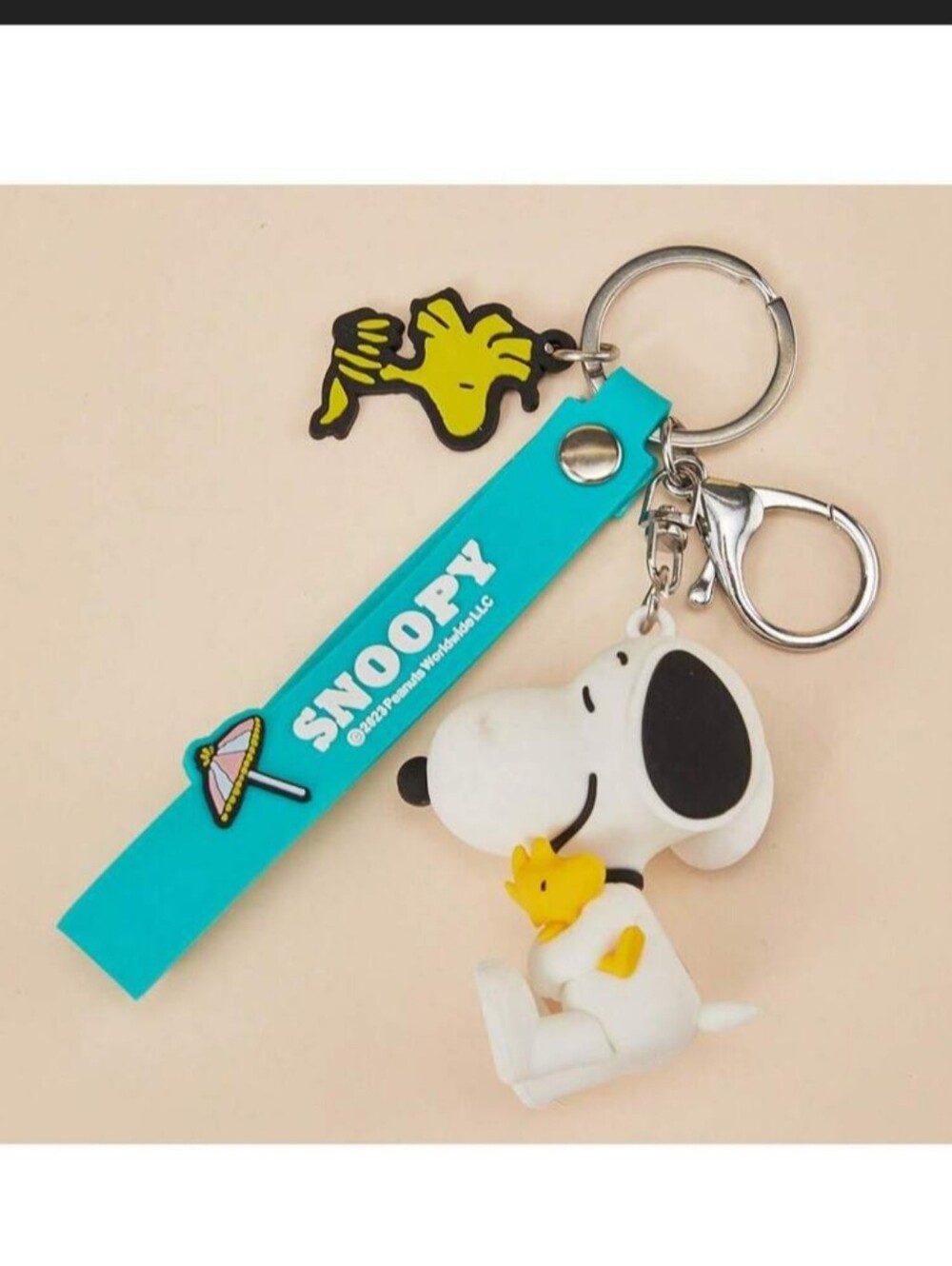 Peanuts Snoopy & Woodstock Keychain with Teal Strap